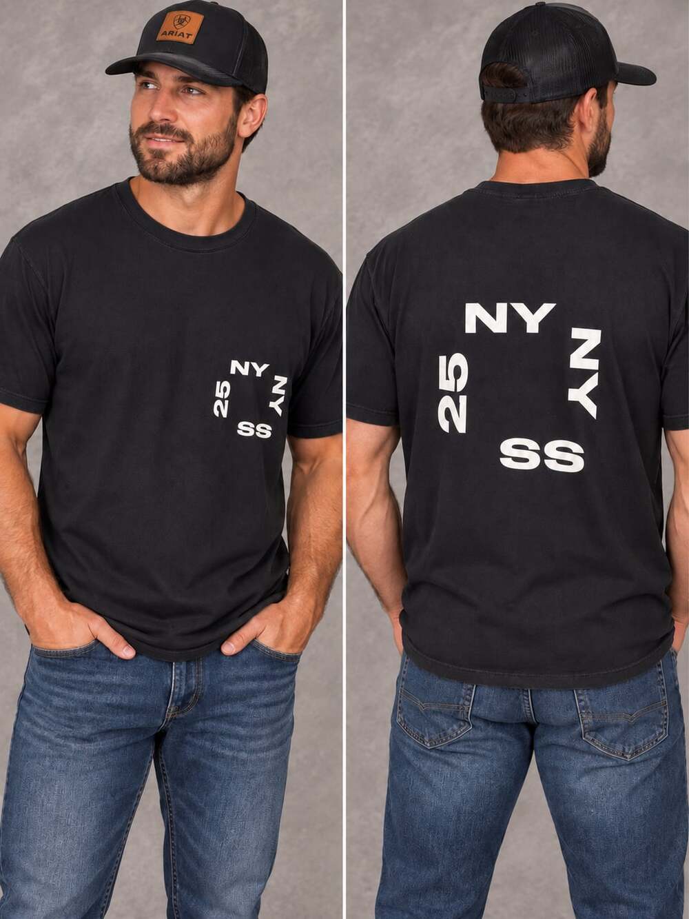 H&M Loose Fit Printed T-Shirt Size M Black NY 25 SS Graphic